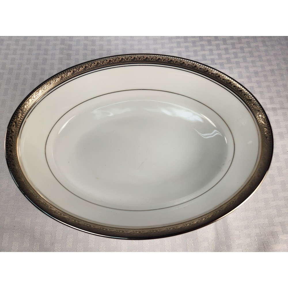 Noritake Crestwood Platinum Legendary Elegant Oval Vegetable Bowl New!